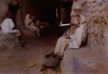 Arabi che riposano in un vicolo