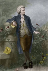 Ritratto di Wolfgang Amadeus Mozart (1756-1791) a Salisburgo. Incisione di Paul Barfus (1823-1895)