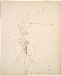 Studio di Apollo per Marsia recto, Profilo di volto verso, fine 1860s