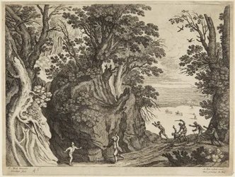 Lotta tra uomini in un paesaggio roccioso