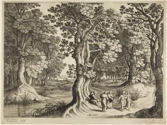 Bosco con cinque persone