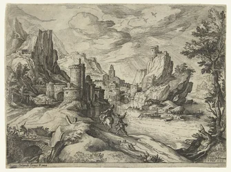 Costa rocciosa in Campania con città e viaggiatori