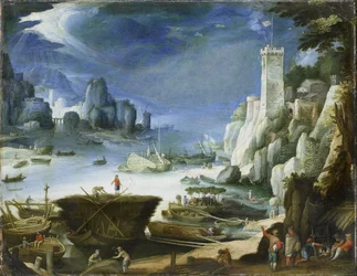 Vista sul fiume con grande roccia