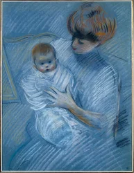 Maternità. Disegno di Paul Helleu (1859-1927), XX secolo. Ritratto di una madre con il suo bambino. Bayonne, Museo Bonnat