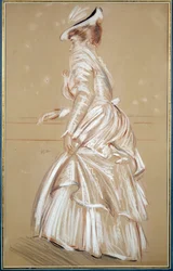 Ritratto di una donna in bianco. Disegno di Paul Helleu (1859 - 1927), XX secolo. Bayonne, Musee Bonnat