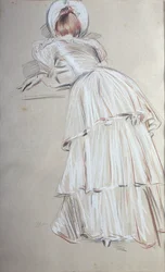 Donna in piedi appoggiata da dietro