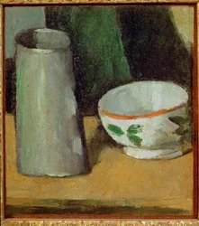 Ciotola e brocca per il latte (olio su tela)