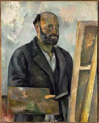 Paul Cezanne, autoritratto con tavolozza (olio su tela)