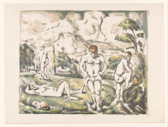 Uomini che fanno il bagno in un paesaggio collinare (I grandi bagnanti, Bagnanti a riposo)
