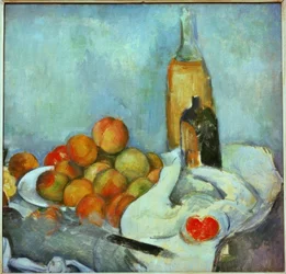 Bottiglie e pesche