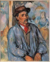 Uomo in camice blu