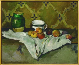 Natura morta (Ceramica, tazza e frutta)