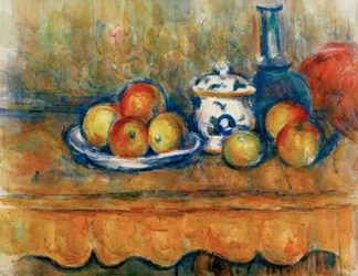 Mele, caraffa e zuccheriera