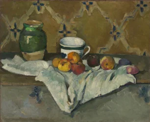 Natura morta con brocca, tazza e mele, ca. 1877