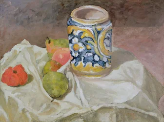 Natura morta con vaso di terracotta italiana