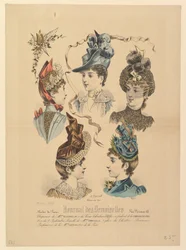 Cappelli da signora, n. 4671, da Journal des Demoiselles, 1 aprile 1888