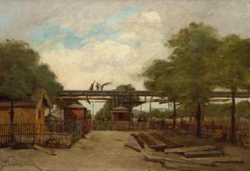 Costruzione di una ferrovia sopraelevata: ponte sul Cours de Vincennes