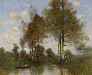Barcaiolo su un fiume