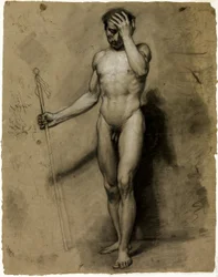 Nudo Maschile in Piedi (recto); Testa Classica (verso)