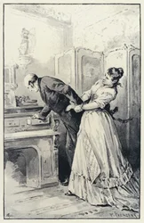 Illustrazione per Anna Karenina: Karenina prende possesso delle lettere della moglie