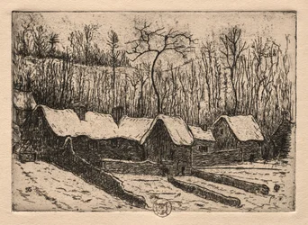 Sei incisioni: Il panificio con il tetto di paglia, Auvers, 1895