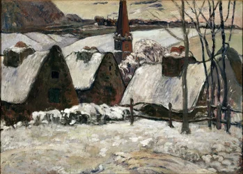 Villaggio bretone sotto la neve