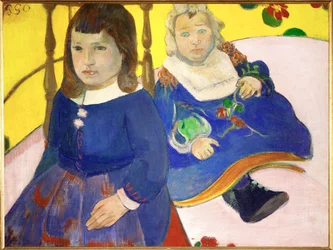 Due bambini (olio su tela)