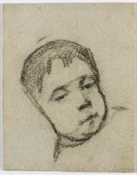 Emil Gauguin da bambino, testa su un cuscino