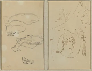 Cinque pecore; quattro studi di testa (verso)