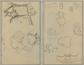 Quattro studi di donne bretoni; Forme e vasi [verso]