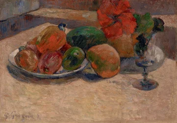 Francese:  Nature morte aux mangos et à la fleur d