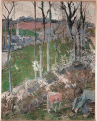 Inverno. Petit Breton arraant son sabot (olio su tela)