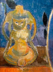 La bella Angele, Madame Satre (1868-1932) albergatrice a Pont Aven, dettaglio della scultura