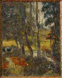 Paesaggio in Normandia con stagno (dipinto su tela)