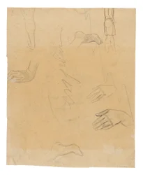 Schizzi di figure, mani e piedi (relativi al dipinto Aha oe feii? [Cosa! Sei geloso?])