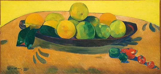 Natura morta con frutta e peperoni