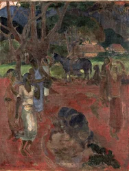 Paesaggio tahitiano con nove figure