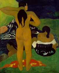 Donne tahitiane che fanno il bagno