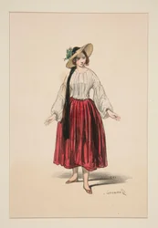 Pastorella. Cappello di paglia ornato di velluto.