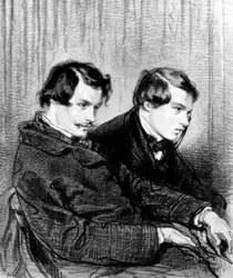 Fratelli Goncourt - Edmond de Goncourt (1822-1886) e Jules de Goncourt (1830-1870) in un palco a teatro