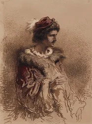 Figura maschile a mezzo busto in costume del XVI secolo