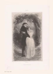 Coppia innamorata su un sentiero nel bosco