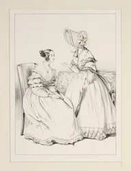 SETTEMBRE 1838. Abito di mussola guarnito di volants di pizzo; ...