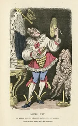 Illustrazione di Hadol in Histoire de France tintamarresque, ca. 1880 - Trucco, Ancien regime, Sole, Parrucca - Luigi XIV