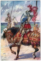 Il cavaliere della Luna Bianca, illustrazione da «Le avventure di Don Chisciotte», pubblicato da G. Bell and Sons, Ltd., 1911