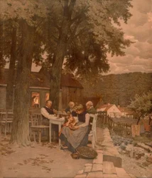 Famiglia in giardino