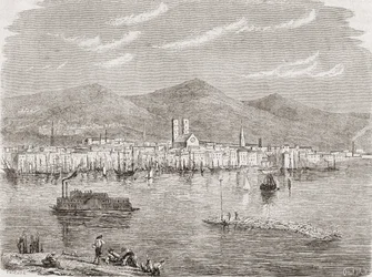 Montreal negli anni 1860, inciso da Auguste Trichon (n.1814)