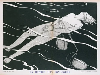 «La giustizia fa il suo corso», caricatura del sistema giudiziario, da «Parliamo francese», pubblicato da Floury, 1934