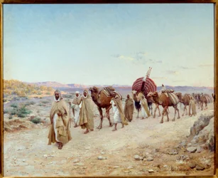 Una carovana nel deserto vicino a Biskra, Algeria