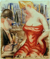 Donna in abito rosso